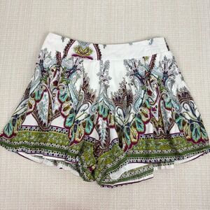 A'GACI Paisley Print Shorts White Green Purple‎ Party Festival Small